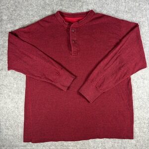 LL Bean River Driver Shirt Men XL Reg Red Henley Wool Blend Base Layer 14624